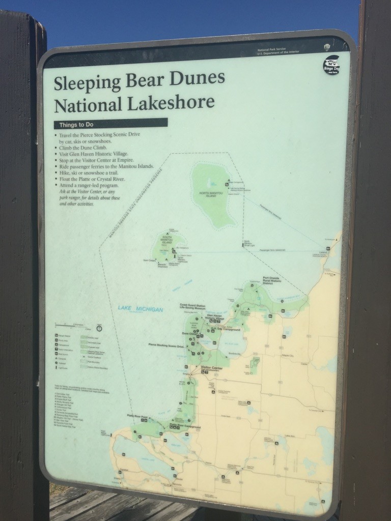 Sleeping Bear Dunes National Lakeshore map of trails and attractions
